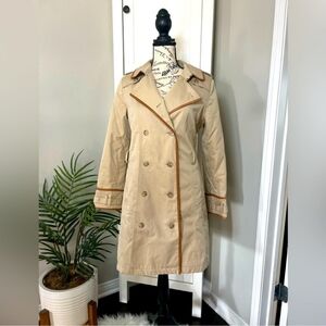 Burberry Vintage Classic Plaid Short Trench Coat In Tan Size 4P EUC
